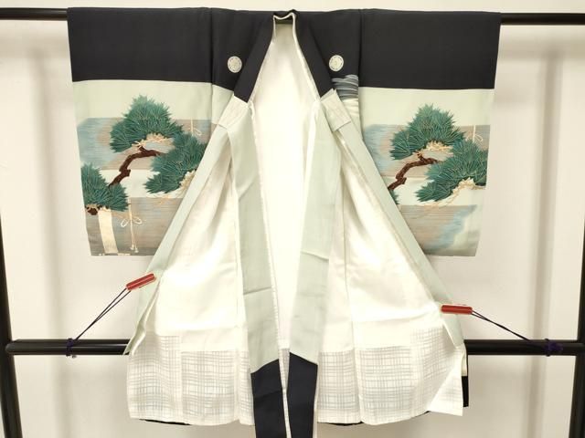 平和屋着物 お宮参り 男の子 祝着 産着 初着 のしめ 鷹 鷲 矢羽松文 暈し染め 金彩 ma