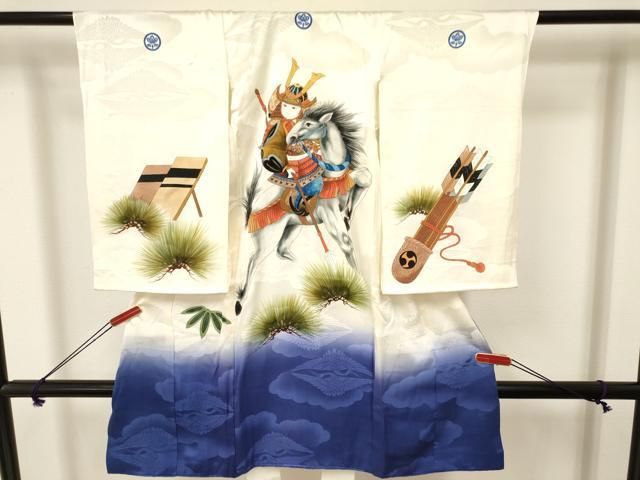 限定SALE，定番人気 平和屋着物[]お宮参り　男の子　祝着　産着　初着　のしめ　手描き　武士　松文　暈し染め　金彩　逸品　DAAY3366ma 着物・着物ドレス