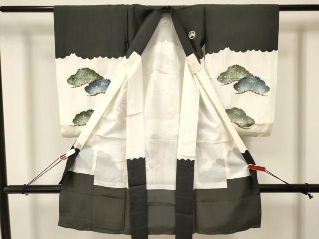 平和屋着物 お宮参り 男の子 祝着 産着 初着 のしめ 刺繍 鷹 鷲 松文 金彩 ma