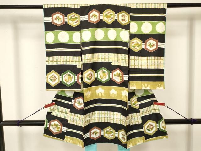 平和屋着物 お宮参り 男の子 祝着 産着 初着 のしめ 亀甲横段吉祥文 銀彩 ma