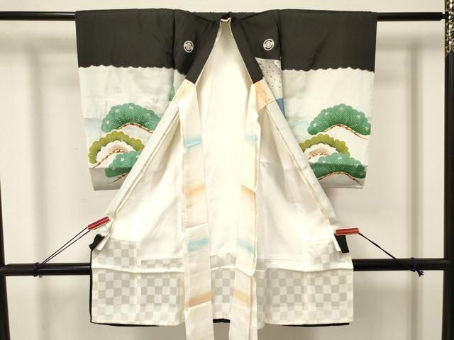 平和屋着物 お宮参り 男の子 祝着 産着 初着 のしめ 駒刺繍 鷹 鷲 誰が袖花松文 暈し染め 銀彩 ma