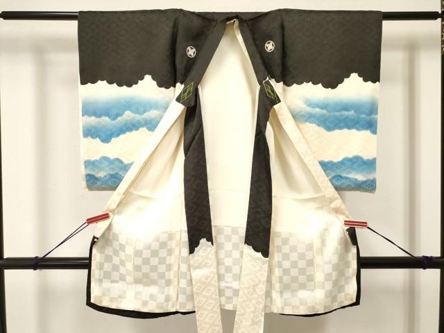 平和屋着物 お宮参り 男の子 祝着 産着 初着 のしめ 手描き 刺繍 虎 寅 松文 銀彩 ma