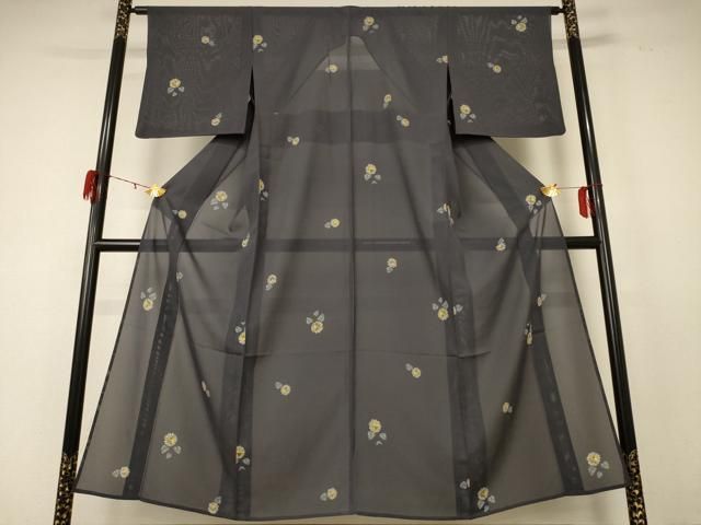 平和屋着物＊夏物 小紋 絽 草花文 正絹 逸品 AABD8969jd