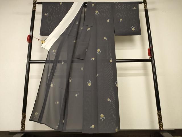 平和屋着物＊夏物 小紋 絽 草花文 正絹 逸品 AABD8969jd