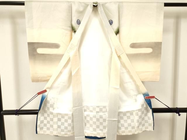 平和屋着物 お宮参り 男の子 祝着 産着 初着 のしめ 刺繍 鷹 鷲 松文 暈し染め 金彩 ma