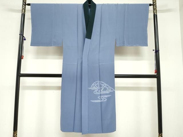 平和屋着物 男性 長襦袢 袷 絞り 風景文 正絹 ud