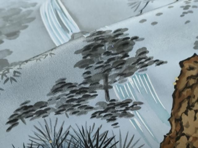 平和屋着物●男性　長襦袢　袷　絞り　風景文　正絹　逸品　DAAZ7441ud 平和屋着物○男性 長襦袢 袷 絞り 風景文 正絹 逸品 DAAZ7441ud