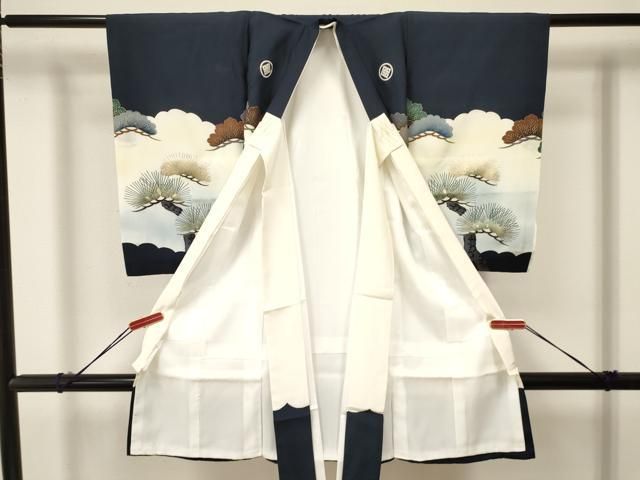 平和屋着物 お宮参り 男の子 祝着 産着 初着 のしめ 宝船 飛鶴松文 暈し染め 金彩 ma