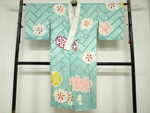 平和屋着物●アンティーク 大正ロマン 長襦袢 無双仕立て 舞花文 金彩 正絹 ud