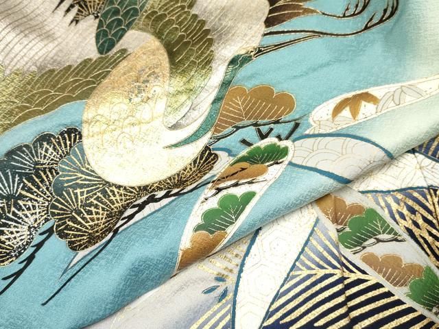  平和屋着物 お宮参り 男の子 祝着 産着 初着 のしめ 飛鶴笹松文 暈し染め 金銀彩 ma 着物 着物ドレス 着物 浴衣 和小物