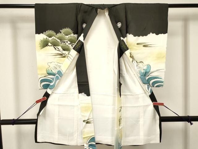 平和屋着物 お宮参り 男の子 祝着 産着 初着 のしめ 鷹 鷲 立波松文 暈し染め ma
