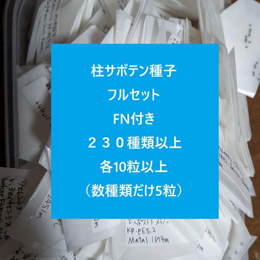 ナッシーさま 柱サボテン種子フルセット ２３０種類以上 種子数１０粒以上 名札つき