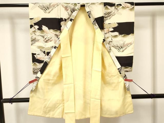 平和屋着物 お宮参り 男の子 祝着 産着 初着 のしめ 風景群れ鶴文 金彩 ma