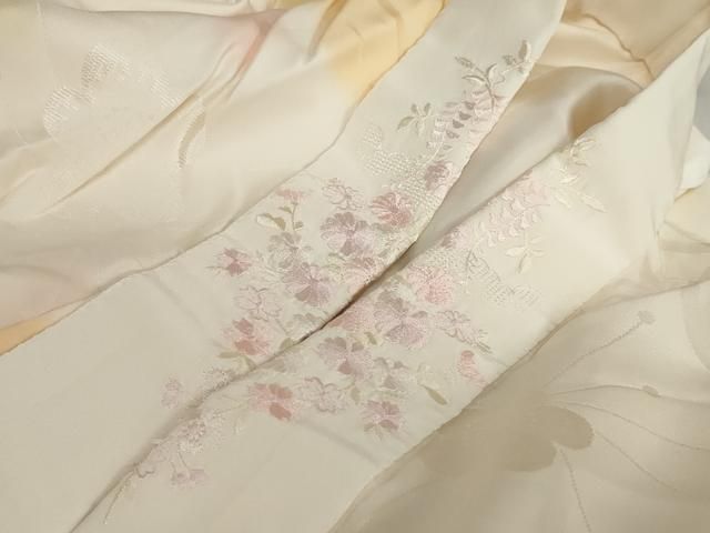 平和屋着物○振袖用長襦袢 袷 舞梅地紋 暈し染め 半衿