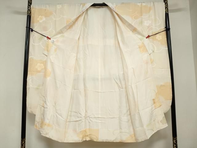 平和屋着物●振袖用長襦袢 袷 舞梅地紋 暈し染め 半衿刺繍 正絹 ud