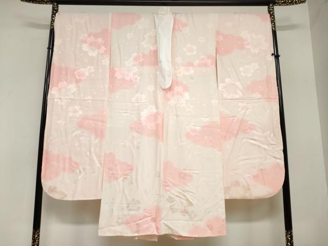 平和屋着物●振袖用長襦袢 袷 舞桜地紋 暈し染め 京都きもの友禅扱い 正絹 ud