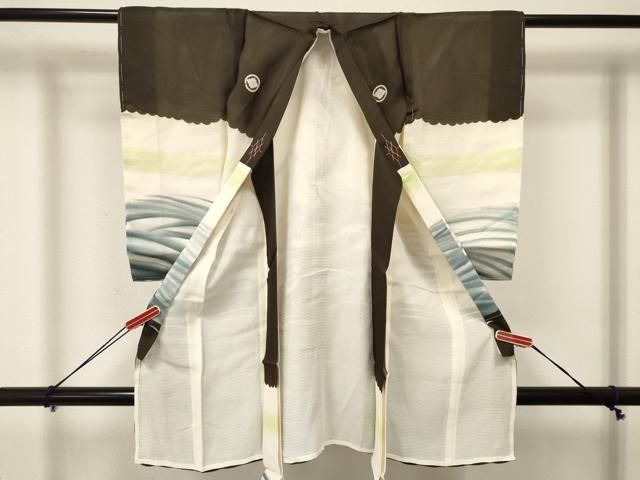 平和屋着物＊夏物 お宮参り 男の子 祝着 産着 初着 のしめ 絽 鯉 立波文 暈し染め 銀彩 ma