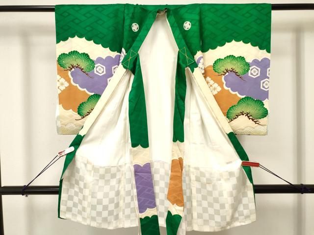 平和屋着物 お宮参り 男の子 祝着 産着 初着 のしめ 駒刺繍 鷹 鷲 龍魚 松文 金彩 ma