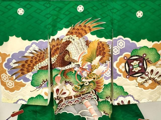  平和屋着物 お宮参り 男の子 祝着 産着 初着 のしめ 駒刺繍 鷹 鷲 龍魚 松文 金彩 ma 着物 着物ドレス 着物 浴衣 和小物