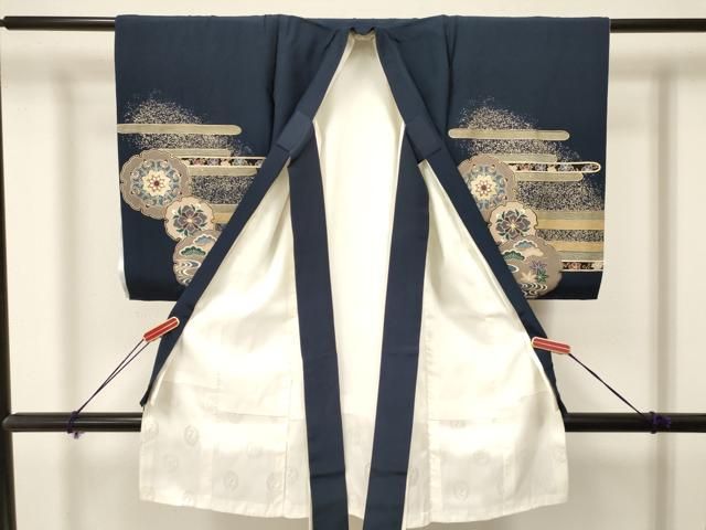 平和屋着物 お宮参り 男の子 祝着 産着 初着 のしめ 鷹 鷲 雪輪花文 暈し染め 金彩 ma