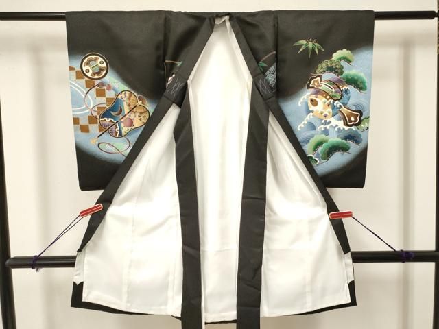 平和屋着物 お宮参り 男の子 祝着 産着 初着 のしめ 鷹 鷲 立波笹松文 暈し染め 金彩 ma