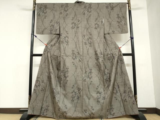 平和屋着物 本場大島紬 9マルキ 草花文 正絹 ud