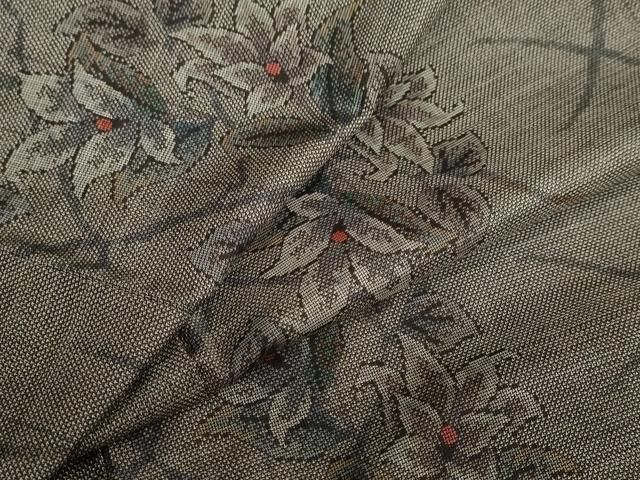 平和屋着物●本場大島紬 9マルキ 草花文 正絹 ud