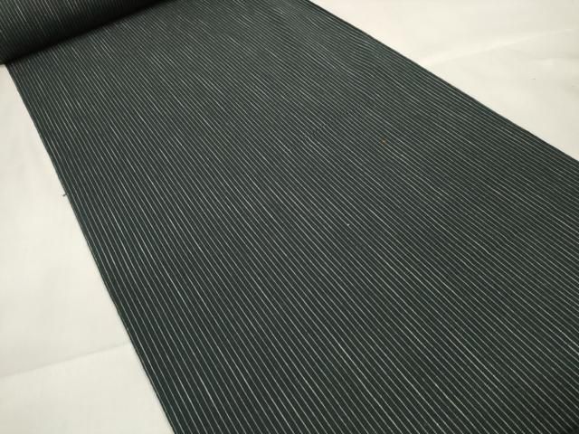 平和屋着物 小千谷 紺仁 越後片貝木綿 反物 着尺 縞 黒地 小千谷織物謹製 証紙付き 木綿 zzz