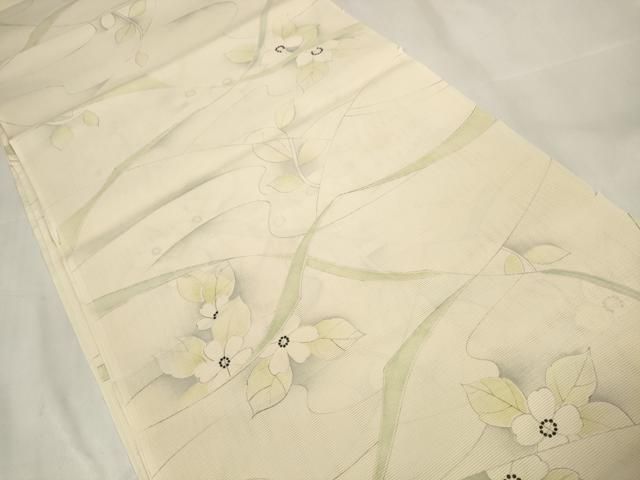 平和屋着物＊夏物 小紋 解き反物 絽 草花文 zzz