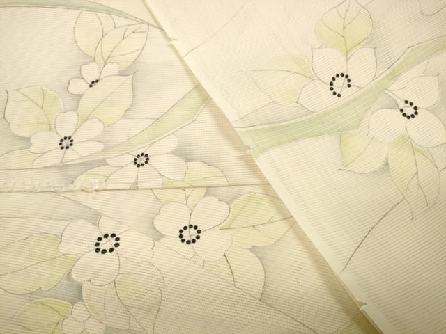 平和屋着物＊夏物 小紋 解き反物 絽 草花文 zzz