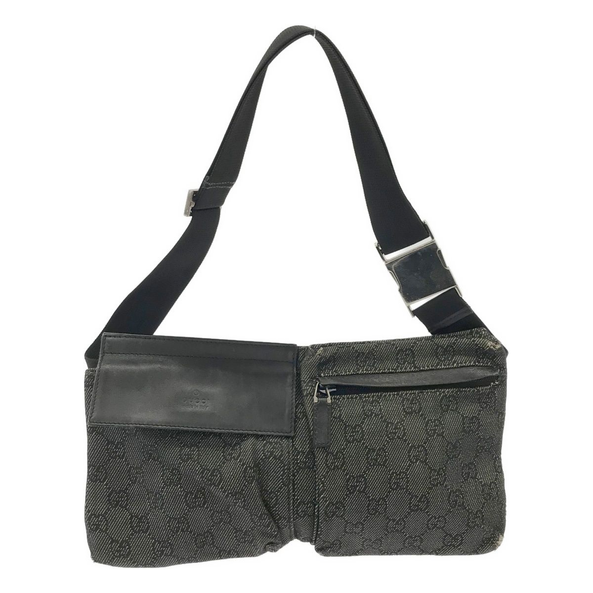 GUCCI グッチ GGキャンバス レザーウエストポーチバッグ 28566 グレー 