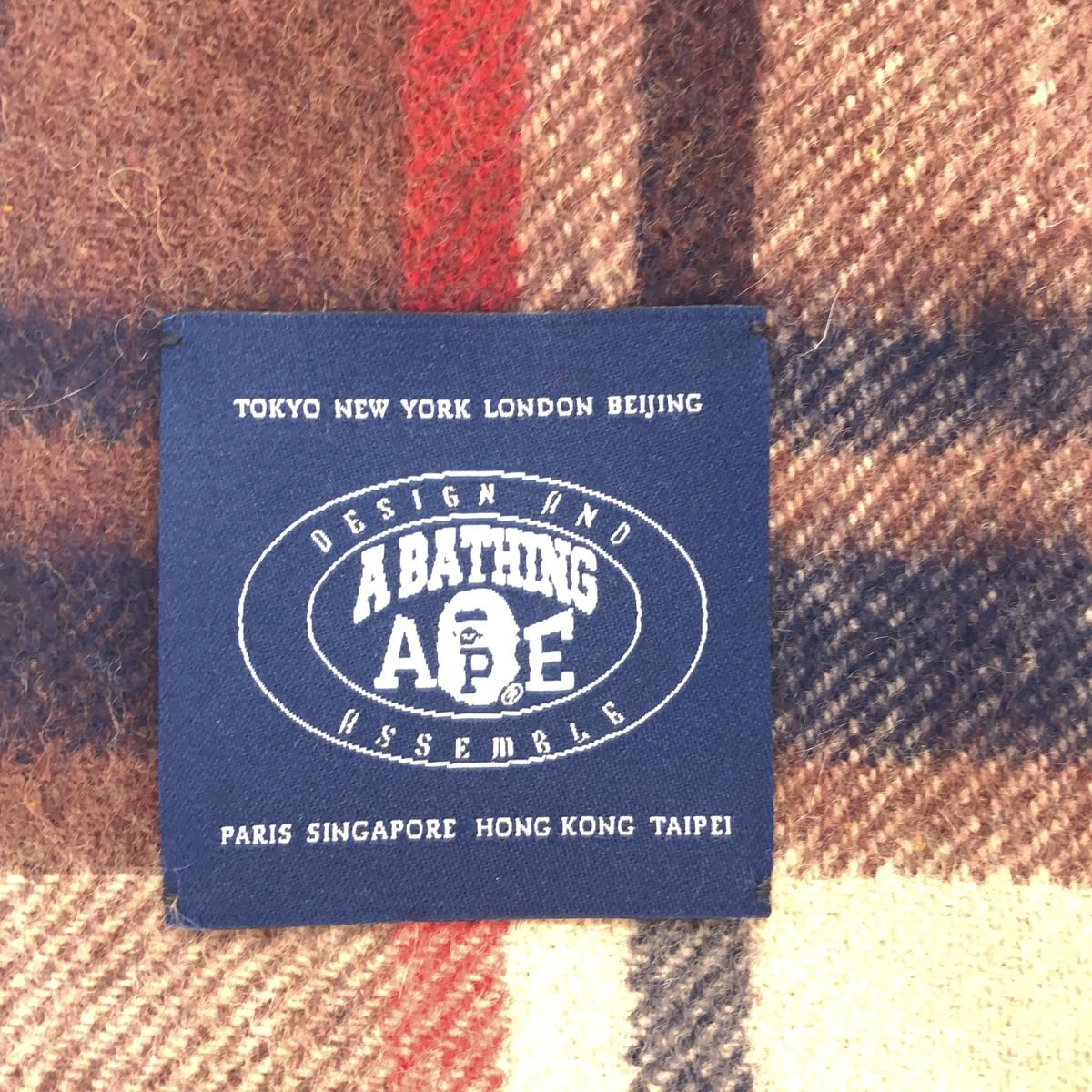 A BATHING APE ア ベイシング エイプ チェック柄ストール ブラウン