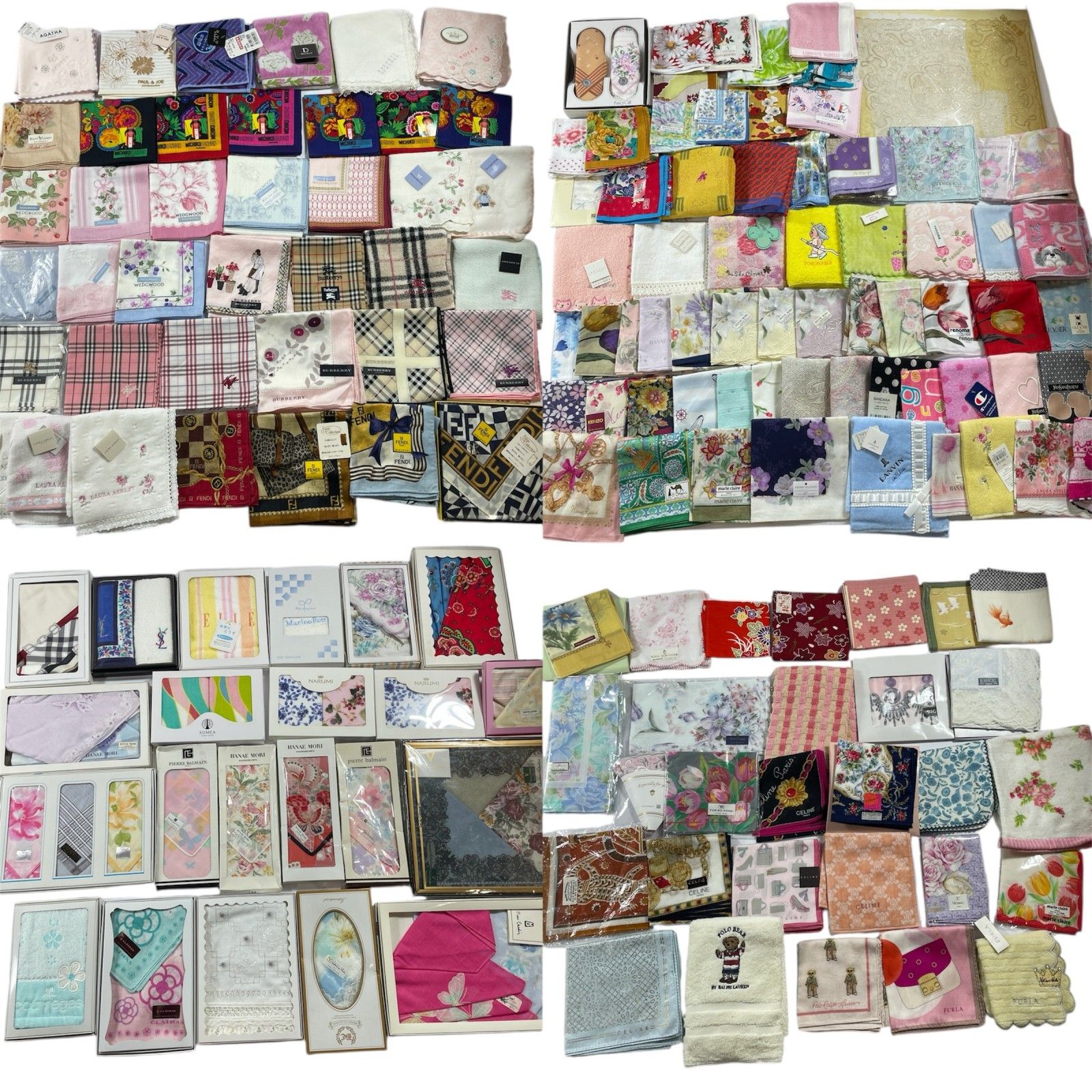 ブランド ノーブランド ハンカチ タオルハンカチ アソート 150点以上 まとめ商品 バーバリー ハナエモリ ウエッジウッド 混在 レディース 5 0 kg