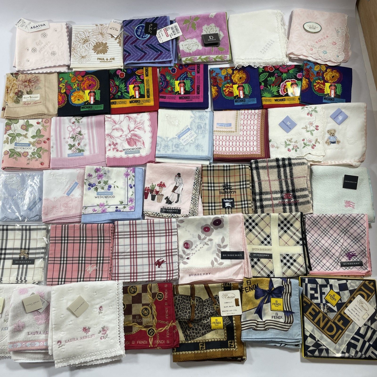ブランド ノーブランド ハンカチ タオルハンカチ アソート 150点以上 まとめ商品 バーバリー ハナエモリ ウエッジウッド 混在 レディース 5.0 kg