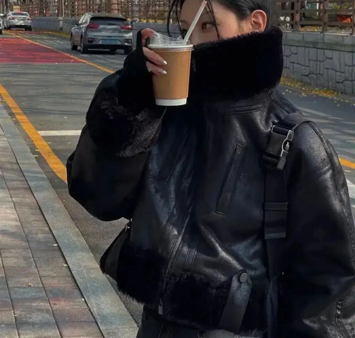 トリミングバード ハイネック ボールド ムートン ジャケット アウター ファー