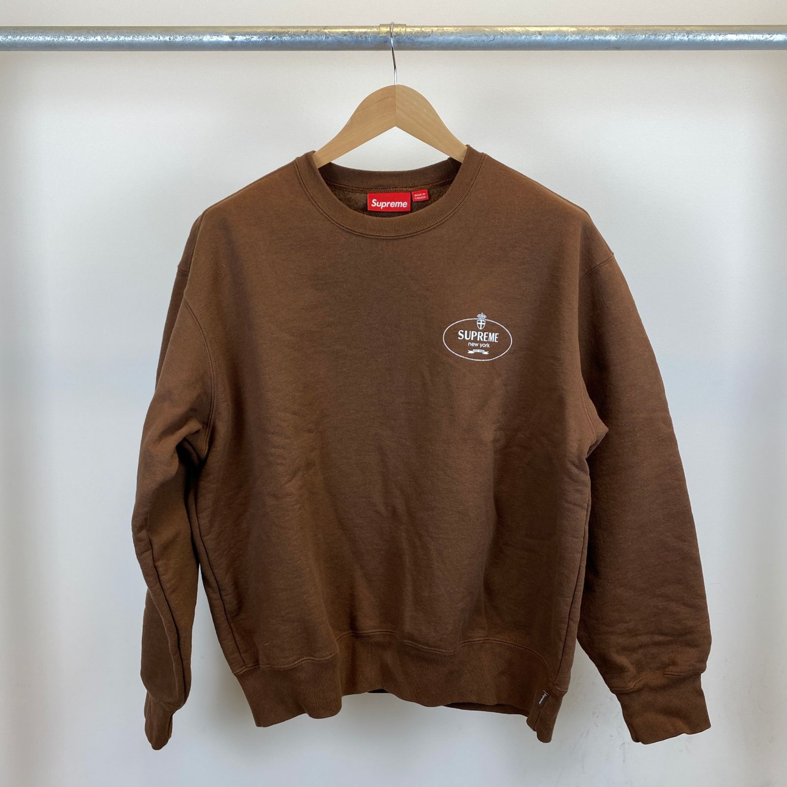 SUPREME Crest Crewneck メンズ L 茶系