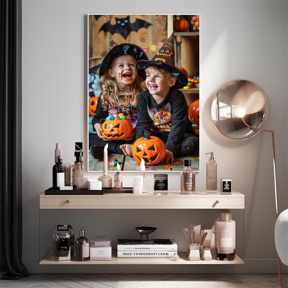 【B1サイズ（約73x103cm）】【lh-poster-9354】【フレーム付き】ハロウィーン Halloween パンプキン イベント ジャックオーランタン コスプレ 装飾 オレンジ かぼちゃ おばけ こうもり ホラー ポスター インテリア