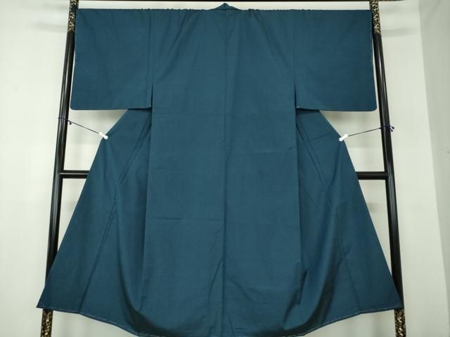 平和屋着物 男性 紬 アンサンブル 長羽織 濃紺瑠璃色 正絹 ps