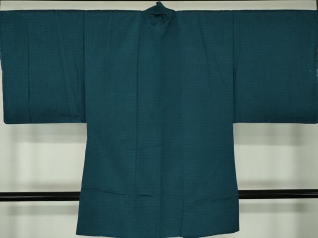  平和屋着物 男性 紬 アンサンブル 長羽織 横縞 濃藍色 正絹 ps 着物セット 着物 浴衣