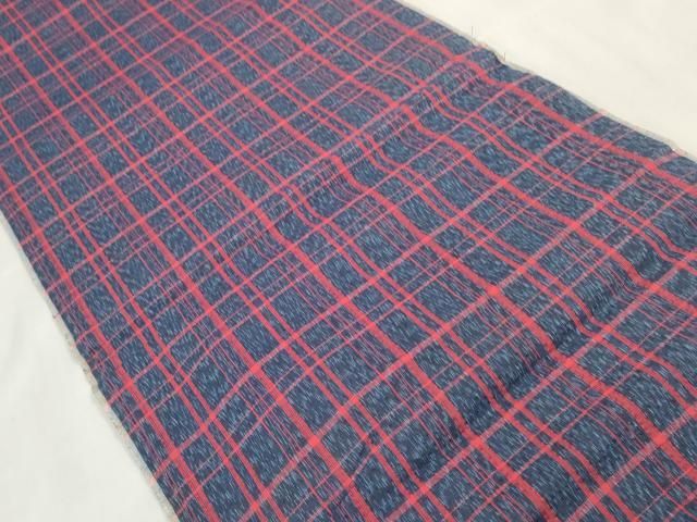 平和屋着物∴夏物 阿波しじら織 浴衣 反物 着尺 正藍染 格子 き 綿 zzz