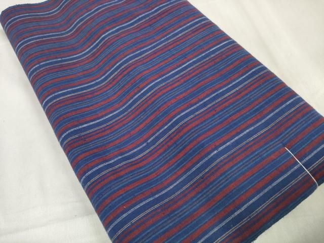 平和屋着物∴夏物 浴衣 布橋紬 反物 着尺 縞 綿 ♥ zzz