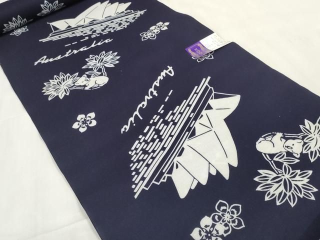 平和屋着物∴夏物 浴衣 反物 着尺 オーストラリア オペラハウス コアラ 綿 ♥ zzz