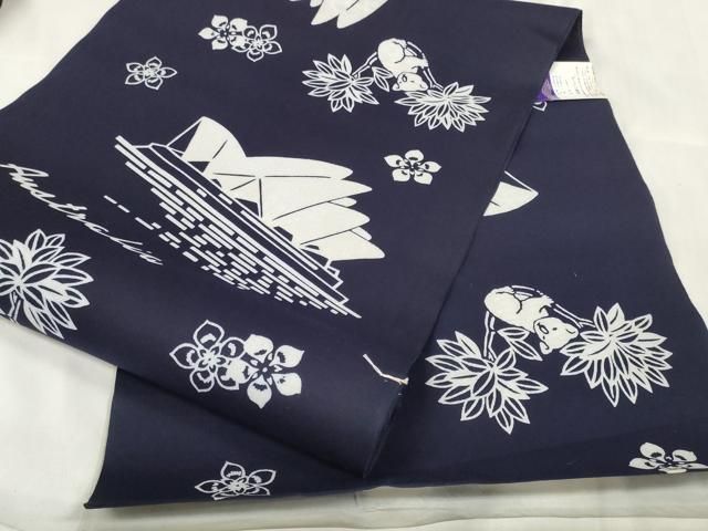 平和屋着物∴夏物 浴衣 反物 着尺 オーストラリア オペラハウス コアラ 綿 zzz