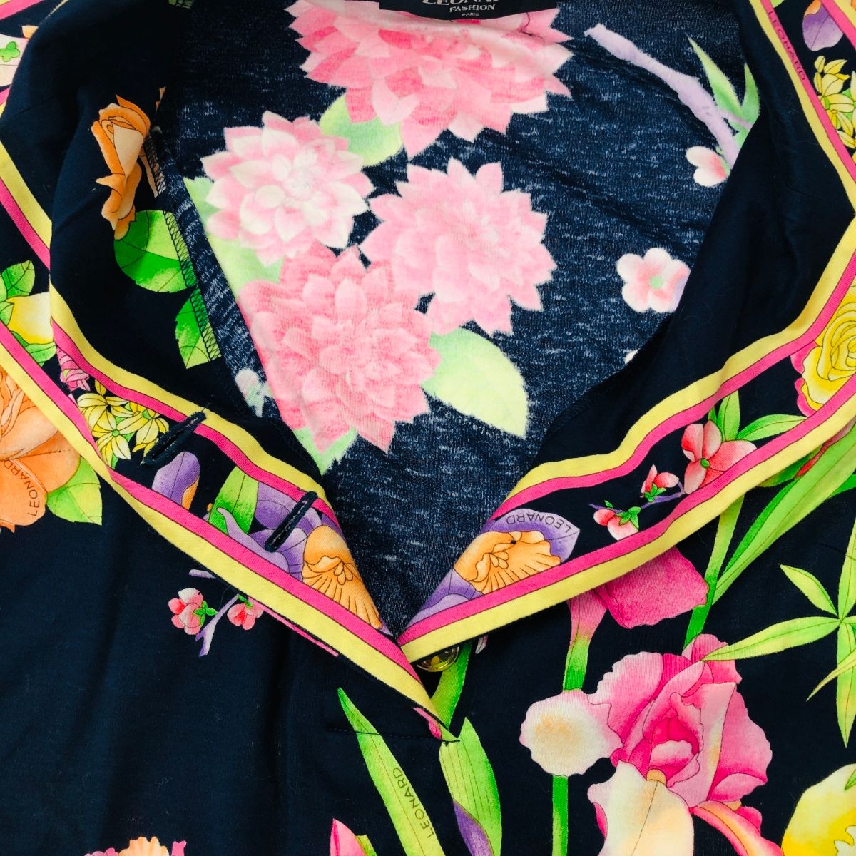 LEONARD レオナール 半袖ブラウス サイズ:M 花柄 ネイビー