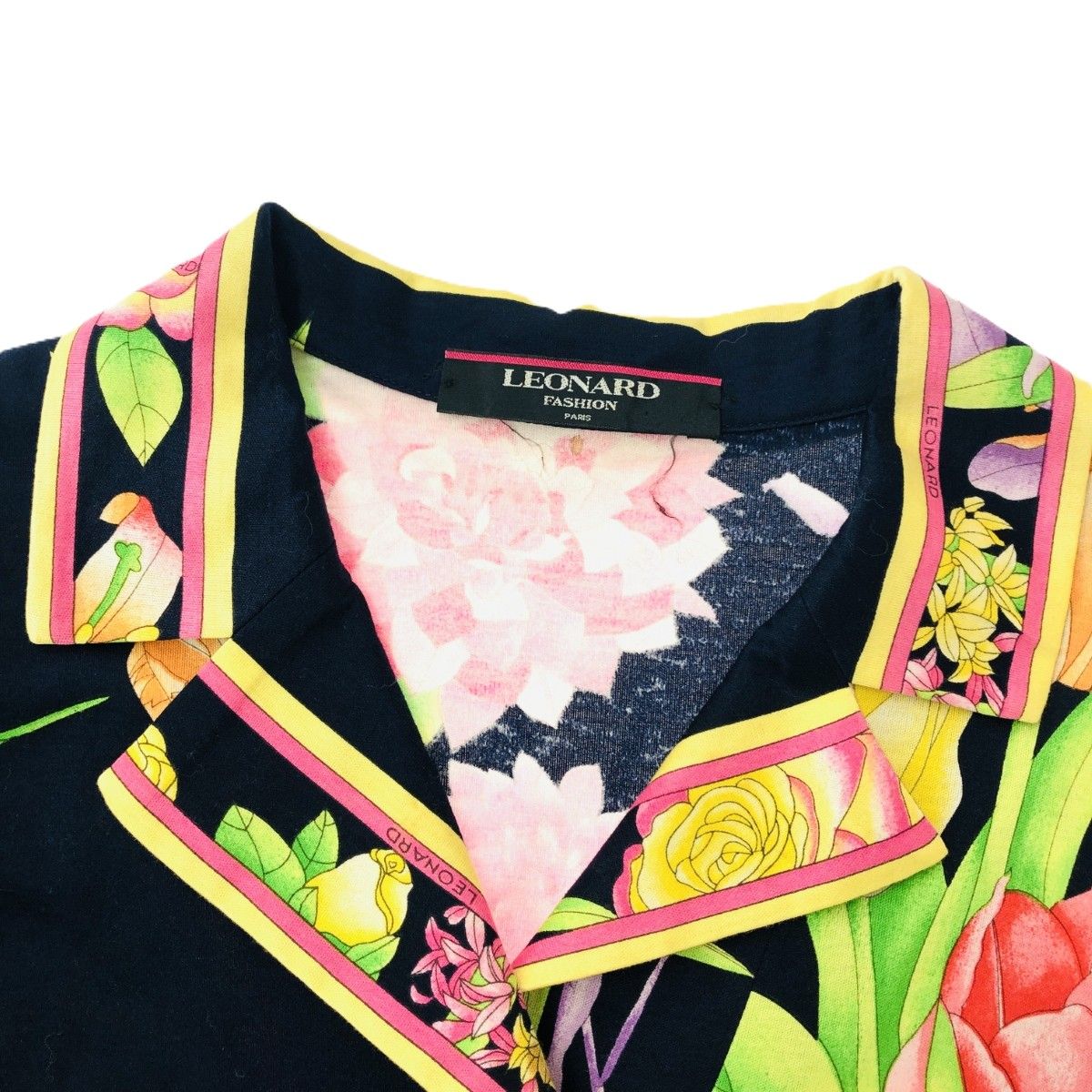 LEONARD レオナール 半袖ブラウス サイズ:M 花柄 ネイビー