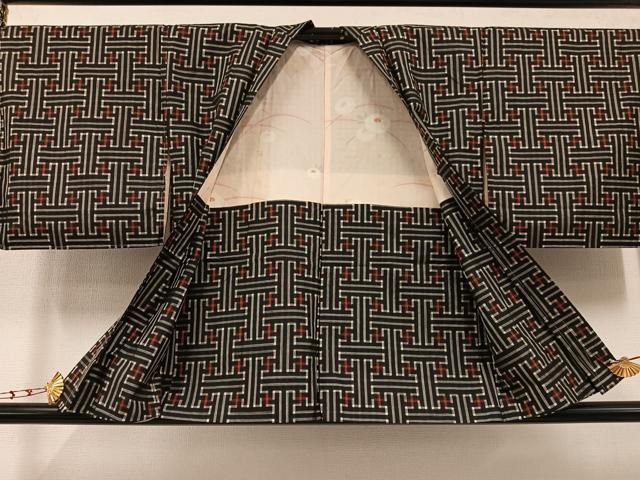  平和屋着物 本場大島紬 龍郷絣 秋名 アンサンブル ロング丈 反端付き 正絹 ph 紬 着物