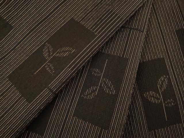 平和屋着物●お召 短冊枝葉文 正絹 ck