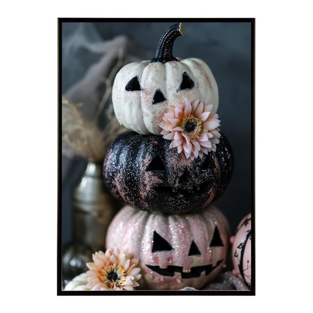 【B2サイズ（約51x73cm）】【lh-poster-9383】【フレーム付き】ハロウィーン Halloween パンプキン イベント ジャックオーランタン コスプレ 装飾 オレンジ かぼちゃ おばけ こうもり ホラー ポスター インテリア