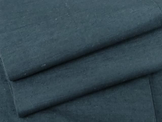 平和屋着物○男性 紬 アンサンブル 色無地 深縹色 正絹 逸品