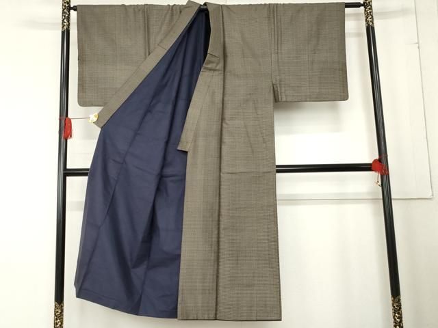 平和屋着物 男性 紬 アンサンブル 横段文 正絹 cs